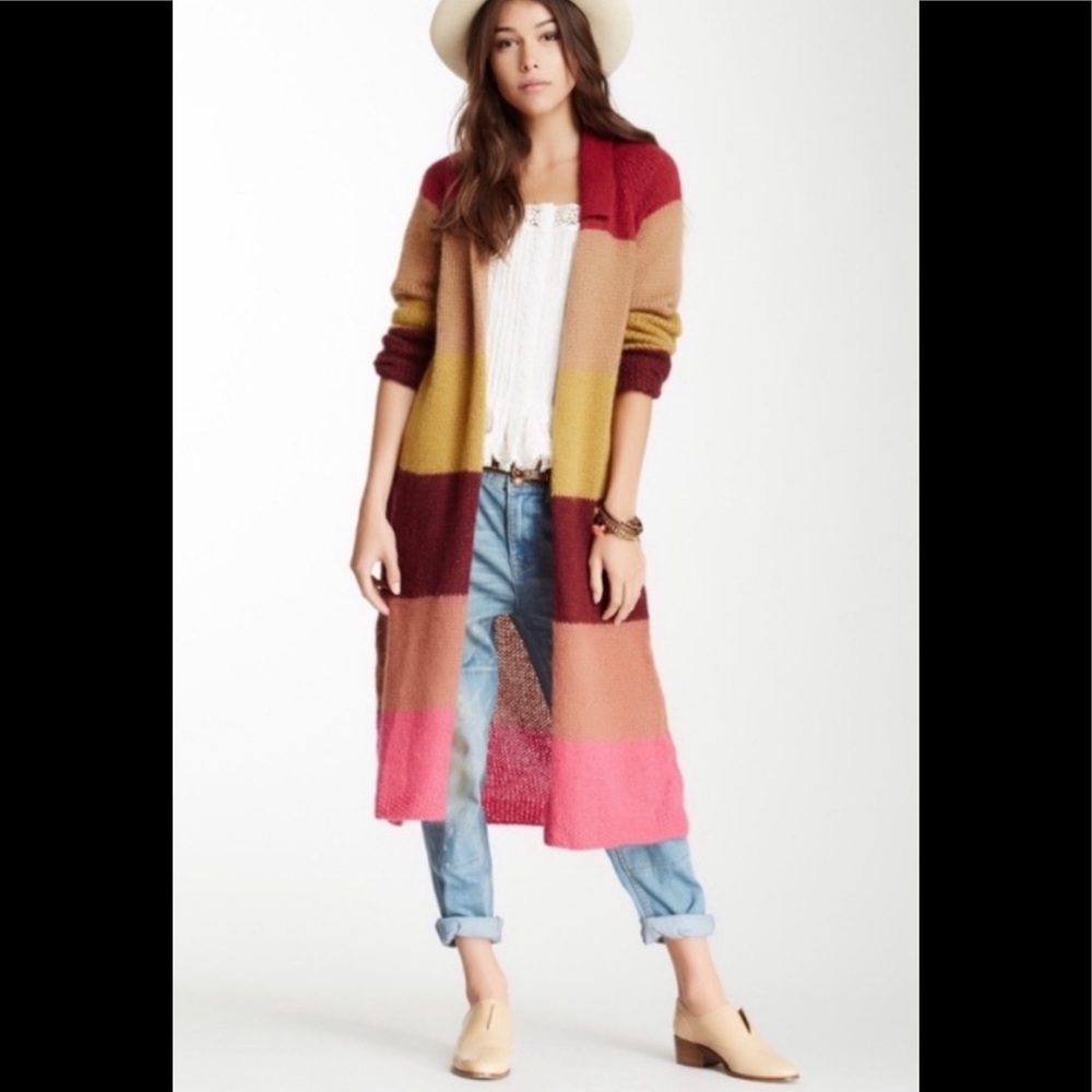 Free People Over the Rainbow Long Cardigan Sweater